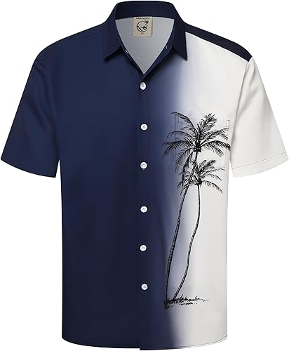 Hardaddy Men's Hawaiian Shirt Short Sleeves Coconut Printed Button Down Summer Beach Casual Shirts